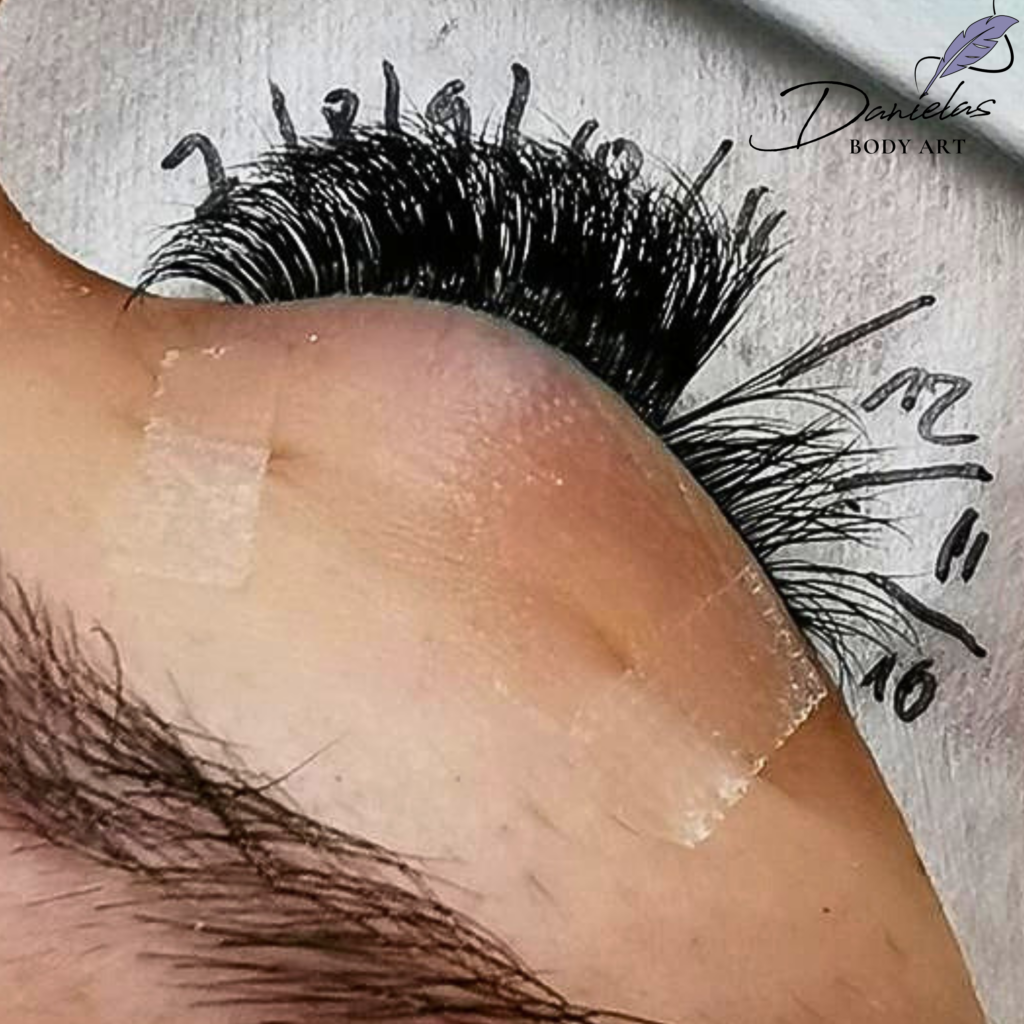 Full Volume Wimpernverlängerung in Nahaufnahme