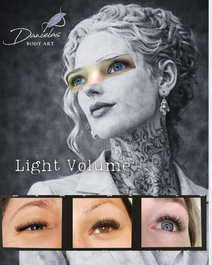 Light Volume ist eine Natürliche Technik der Wimpernverlängerung. Sehr alltagstauglich und natürlicher look.